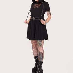 Bat embroidered baby doll dress